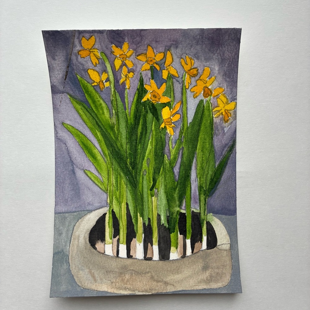 Yellow Floral Watercolor Art